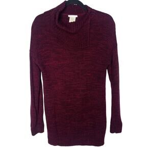 Matty M Small S Red Pink Marled Envelope Pullover Split Turtleneck Tunic Sweater